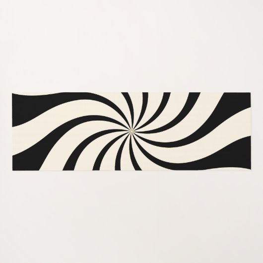 Abstraktes Muster wirbeln in Schwarz und Mandelcre Yogamatte (Rückseite (Horizontal))