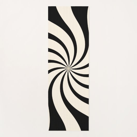 Abstraktes Muster wirbeln in Schwarz und Mandelcre Yogamatte (Vorderseite)