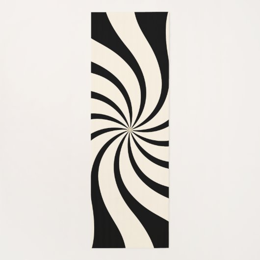 Abstraktes Muster wirbeln in Schwarz und Mandelcre Yogamatte (Rückseite)