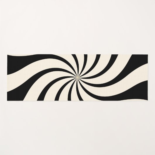 Abstraktes Muster wirbeln in Schwarz und Mandelcre Yogamatte (Vorderseite (Horizontal))