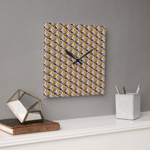 Abstraktes Musterdesign 1209 - Wall-Clock Quadratische Wanduhr