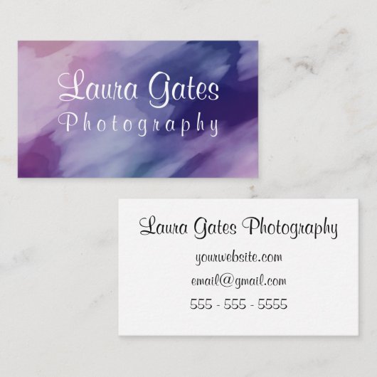 Abstraktes Musterlila Watercolor Visitenkarte (Vorne/Hinten)