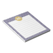 Abstraktes Mustermonogramm in Navy Mint Notizblock (angewinkelt)