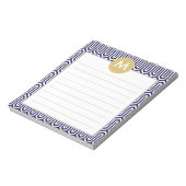 Abstraktes Mustermonogramm in Navy Mint Notizblock (Rotiert)