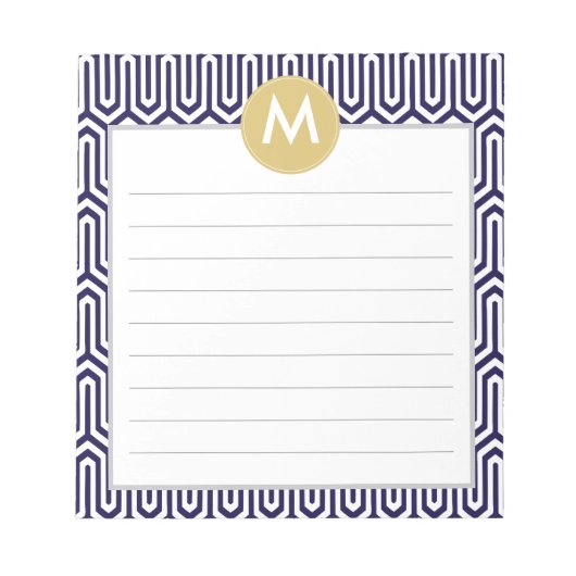 Abstraktes Mustermonogramm in Navy Mint Notizblock (Vorderseite)