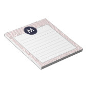Abstraktes Mustermonogramm in Navy Pink Notizblock (angewinkelt)
