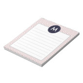 Abstraktes Mustermonogramm in Navy Pink Notizblock (Rotiert)