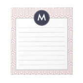 Abstraktes Mustermonogramm in Navy Pink Notizblock (Vorderseite)