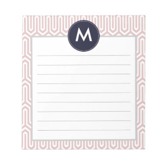 Abstraktes Mustermonogramm in Navy Pink Notizblock