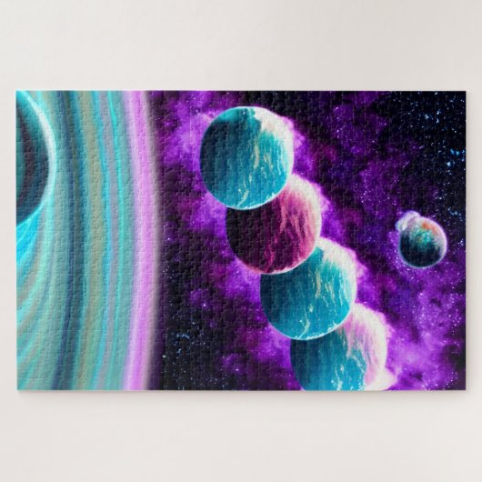 Abstraktes Mystical Lila and Türkise Universum Puzzle (Horizontal)