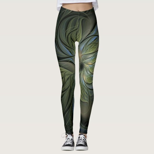 Abstraktes mystisches Design der grünen Schilde au Leggings (Vorderseite)