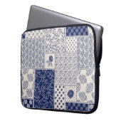 Abstraktes, nahtlos zartes Patchwork-Muster, dunke Laptopschutzhülle (Vorderseite Links)