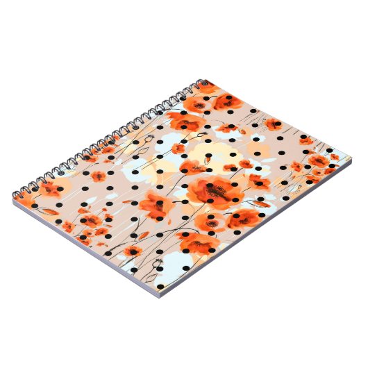 Abstraktes, nahtloses Blumenmuster mit Feldmohn Notizblock (Linke Seite)