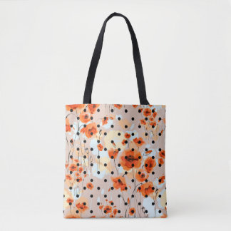 Abstraktes, nahtloses Blumenmuster mit Feldmohn Tasche