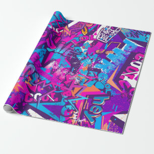 Abstraktes nahtloses Graffiti-Wortmuster. Grunge-W Geschenkpapier