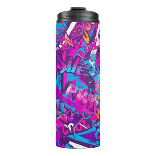 Abstraktes nahtloses Graffiti-Wortmuster. Grunge-W Thermosbecher