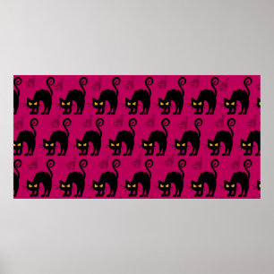 Abstraktes nahtloses Halloween-Katzenmuster. Kreat Poster