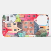 Abstraktes nahtloses Häusermuster. Aquarell Case-Mate iPhone Hülle (Rückseite (Horizontal))