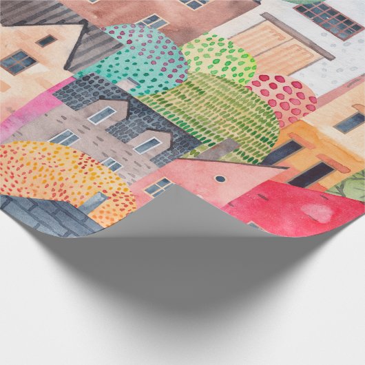 Abstraktes nahtloses Häusermuster. Aquarell Geschenkpapier (Ecke)