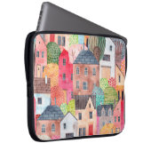 Abstraktes nahtloses Häusermuster. Aquarell Laptopschutzhülle (Vorne Rechts)