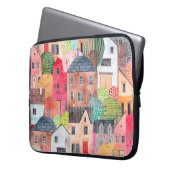 Abstraktes nahtloses Häusermuster. Aquarell Laptopschutzhülle (Vorderseite Links)