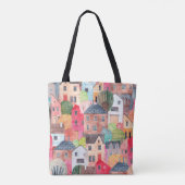 Abstraktes nahtloses Häusermuster. Aquarell Tasche (Rückseite)