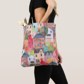Abstraktes nahtloses Häusermuster. Aquarell Tasche (Von Nahem)