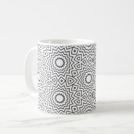 Abstraktes nahtloses Mandala-Design in Schwarz-Wei Kaffeetasse