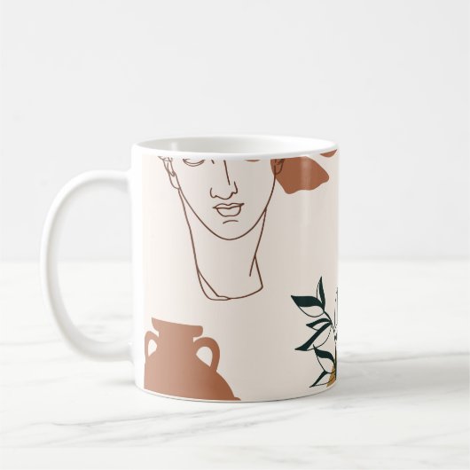 Abstraktes nahtloses Muster des griechischen Skulp Kaffeetasse (Links)