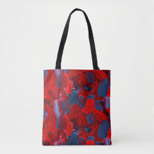 Abstraktes nahtloses Muster in Rot und Blau Tasche