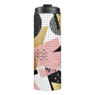 Abstraktes nahtloses Muster mit Goldfolie pink bla Thermosbecher