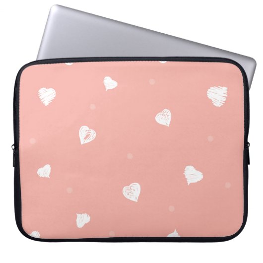 Abstraktes nahtloses Muster mit handzeichnend Herz Laptopschutzhülle (Vorderseite)