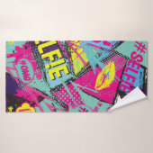 Abstraktes nahtloses Muster mit Pop-Art-Comicsprac Badehandtuch (Badehandtuch)