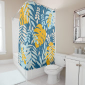 Abstraktes nahtloses Muster mit tropischen Blätter Duschvorhang (Beispiel)