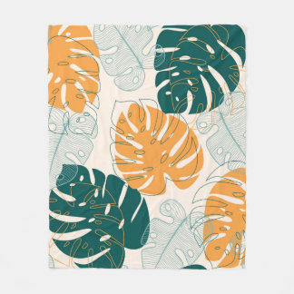 Abstraktes nahtloses Muster mit tropischen Blätter Fleecedecke