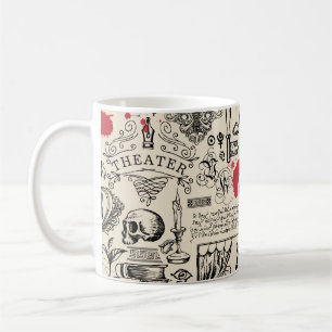 Abstraktes nahtloses Muster zum Thema Theater Kaffeetasse