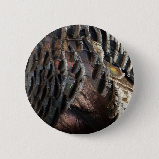 Abstraktes Naturdesign mit Wildtruthahnfedern Button (Vorderseite)