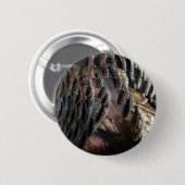 Abstraktes Naturdesign mit Wildtruthahnfedern Button (Vorne & Hinten)