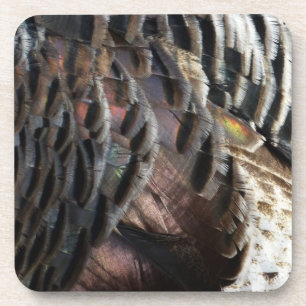 Abstraktes Naturdesign mit Wildtruthahnfedern Getränkeuntersetzer