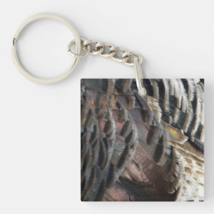 Abstraktes Naturdesign mit Wildtruthahnfedern Schlüsselanhänger