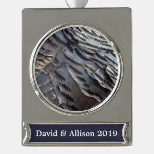 Abstraktes Naturdesign Wild Truthahn Federn II Banner-Ornament Silber