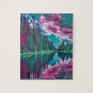 Abstraktes Naturwald Wildnislandschaft Puzzle
