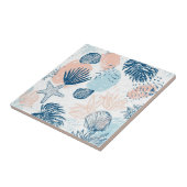 Abstraktes nautisches Strand-Design in Blau und Pf Fliese (Seite)