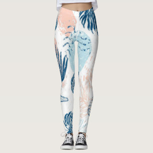 Abstraktes nautisches Strand-Design in Blau und Pf Leggings