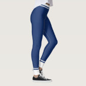 Abstraktes Navy Blau und Weiß Streifen Leggings (Rechts)
