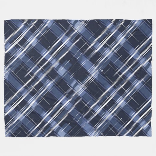 Abstraktes Navy Blue Kariert Checkered Pattern Fleecedecke (Vorderseite (Horizontal))