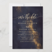 Abstraktes Navy Blue und Gold Save the Date Einladung (Vorderseite)