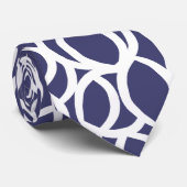 Abstraktes Navy Blue und White Line Muster Krawatte (Gerollt)