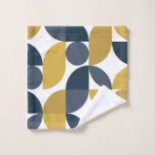 Abstraktes Navy-Senf-Geometrisches Muster Badhandtuch Set (Waschlappen)