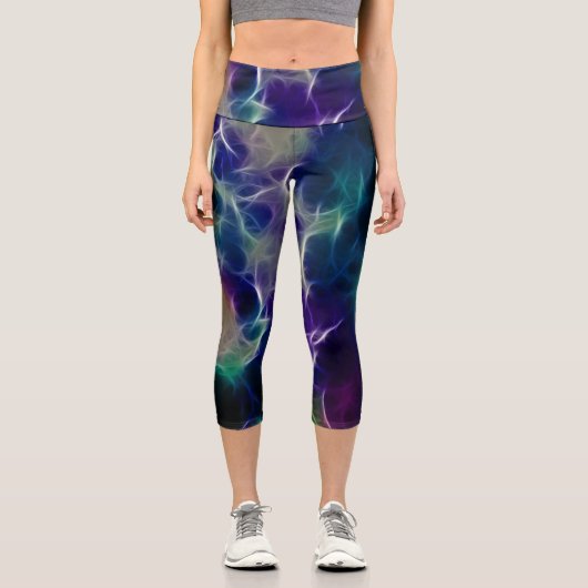 Abstraktes NebelFraktal Capri Leggings (Vorderseite)